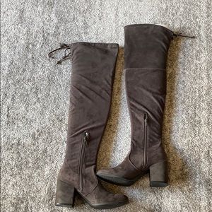 Unisa gray suede over the knee boots
